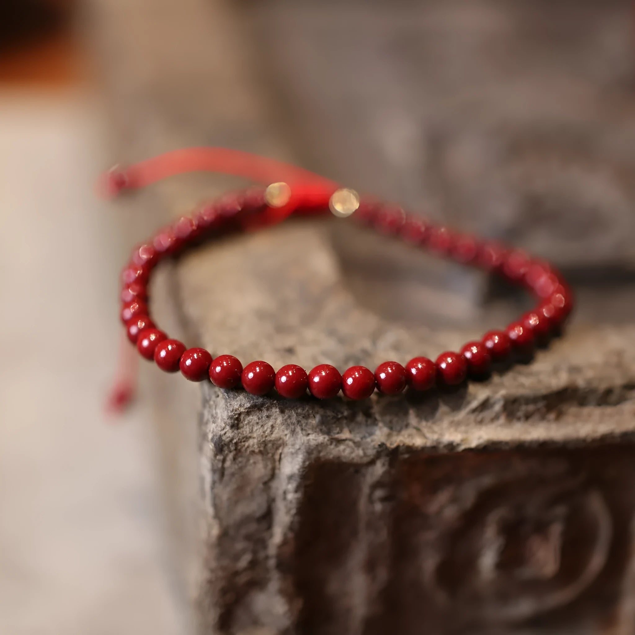 Purple gold sand cinnabar bracelet with geometric shape and Chinese design