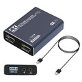 Black 4K gaming set-top box with audio recording function and MS2131 chip.