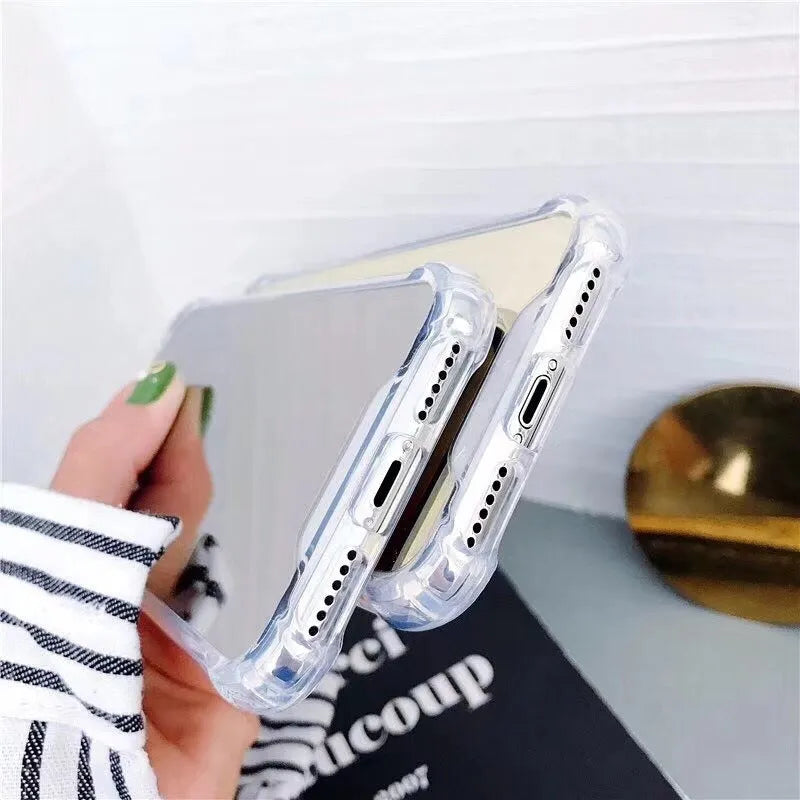 Mirror phone case with transparent TPU back for iPhone protection
