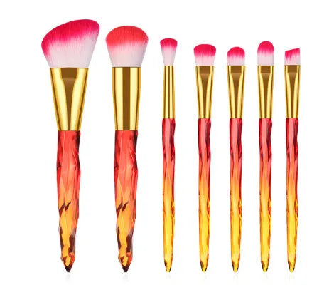 Ten clear crystal diamond-handle foundation brushes with synthetic bristles in four colour options