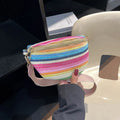 Women's straw woven beach bag with shell shape and single shoulder strap in pink colour option