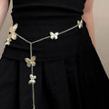 Gold or silver alloy waist chain belt with butterfly design measuring 104cm long and 40mm wide