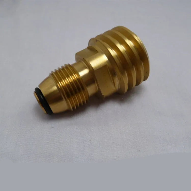 Gold brass gas brazier adapter with 7mm diameter and internal thread for gas charging connections