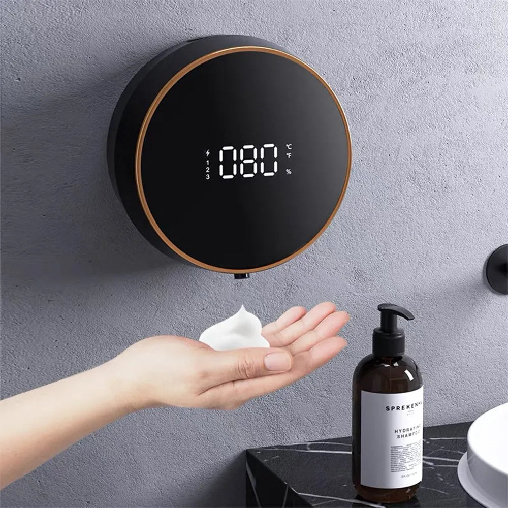 Smart automatic sensor foam dispenser unit with USB charging port mounted on wall