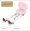 Pink and blue leg stretching hip opener fitness equipment with steel frame and foam padding