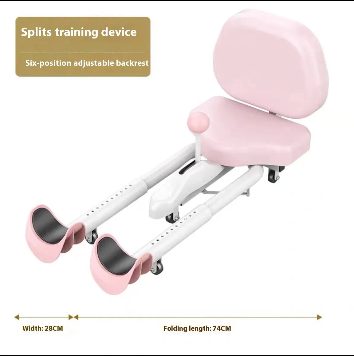 Pink and blue leg stretching hip opener fitness equipment with steel frame and foam padding