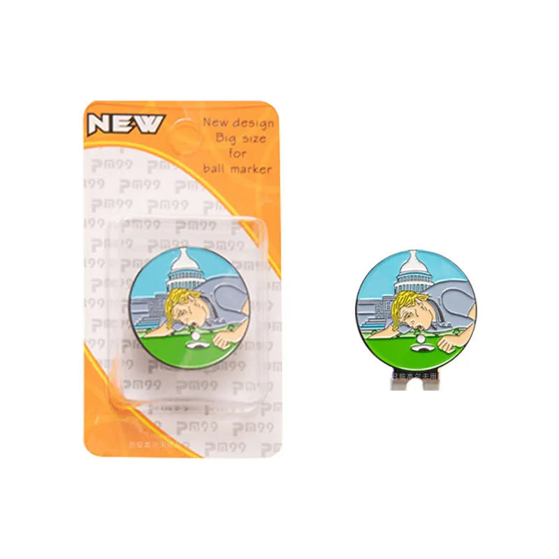 Zinc alloy golf hat clip with laser-engraved Dragon Year pattern for tournament identification