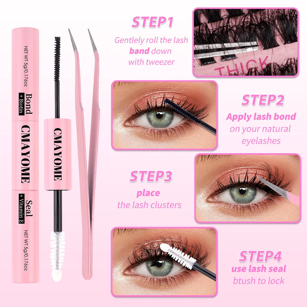 DIY false eyelashes extension suit with individual cluster segments for home eyelash application