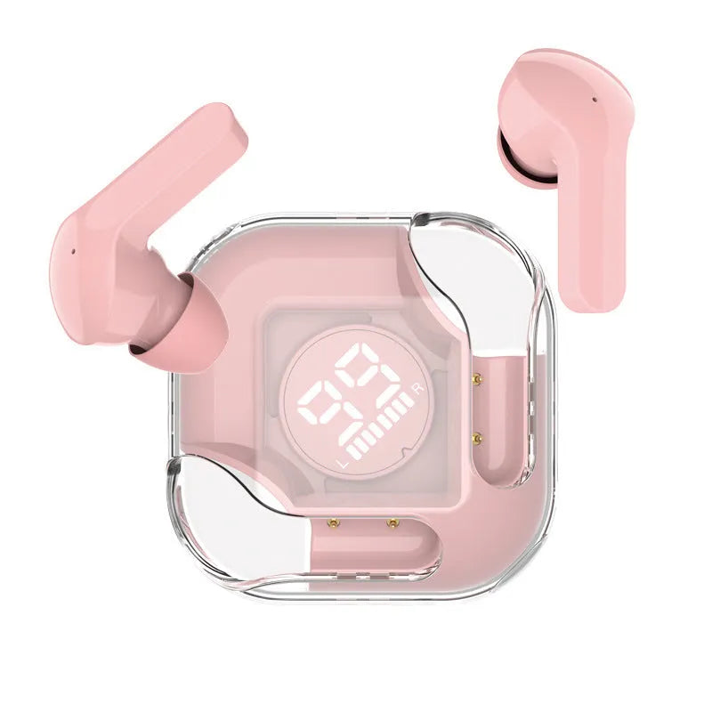 Transparent plastic TWS Bluetooth earbuds in five colours with 15-metre wireless range