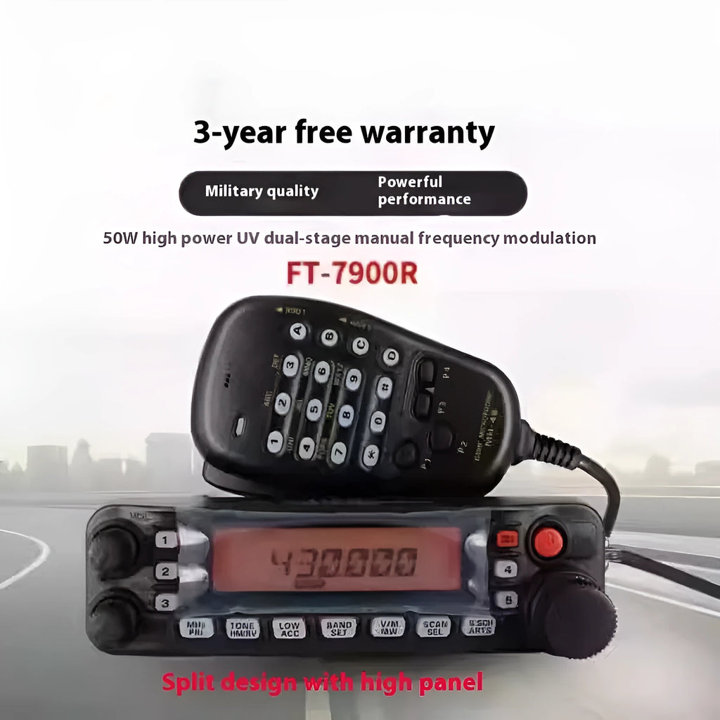 High-power car walkie-talkie interphone with antenna and universal clamp mount for vehicle communication.