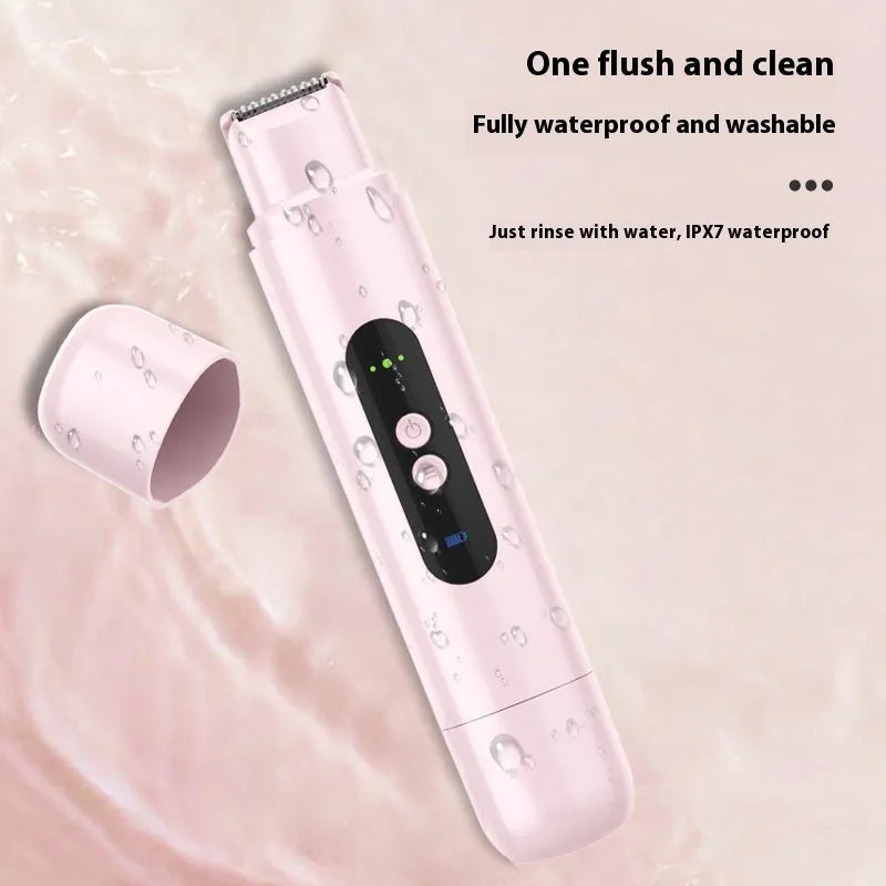 Portable pink or white electric depilator with floating blade for body and armpit hair removal