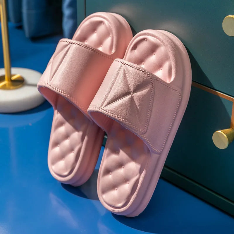 Non-slip EVA bathroom slippers with thick sole in various colour options