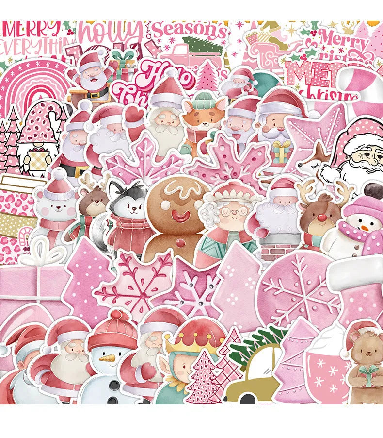 50 Christmas waterproof stickers with cute designs measuring 4-8cm for car phone laptop decoration