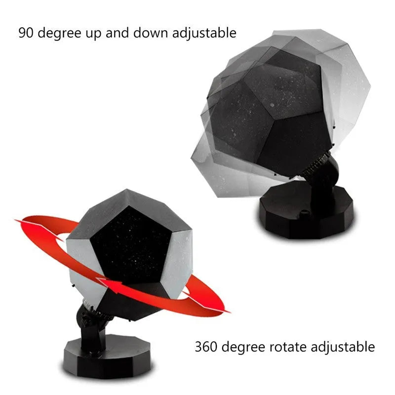 LED starry sky projector showing constellation projection on ceiling with remote control