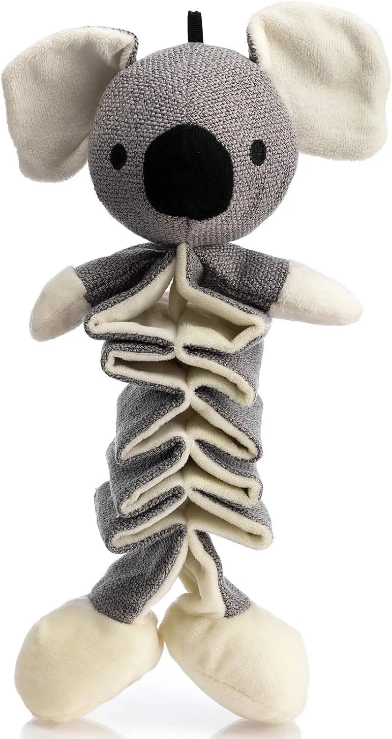 Hollypet grey koala plush dog squeaky toy with crinkle paper, 30cm length for small medium large dogs