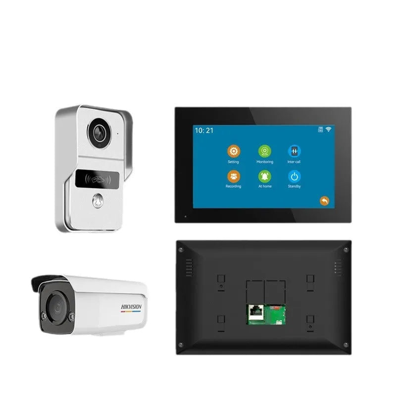 10-inch video intercom doorbell system with outdoor camera unit and indoor display monitor