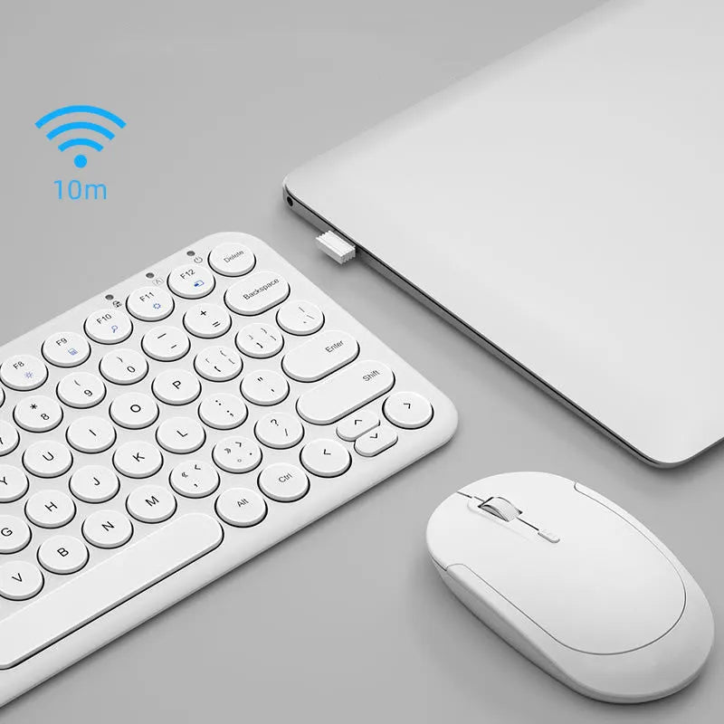 Ultra-thin wireless keyboard and mouse set in white colour with included protective keyboard film
