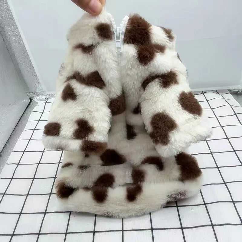 Small dog plush warm coat in British style design for Teddy, Bichon and Pomeranian breeds