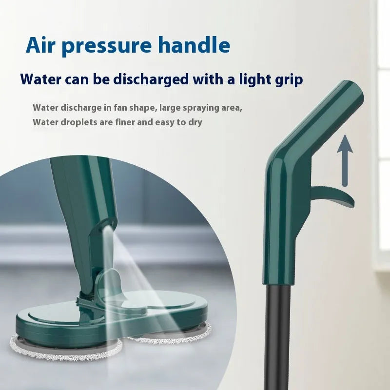 S5 Green and S5 White wireless sweeping and mopping all-in-one machine with USB charging cable.