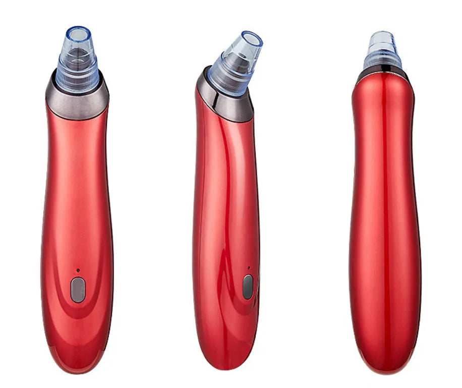Electric blackhead remover tool with multiple nozzle attachments in black colour option