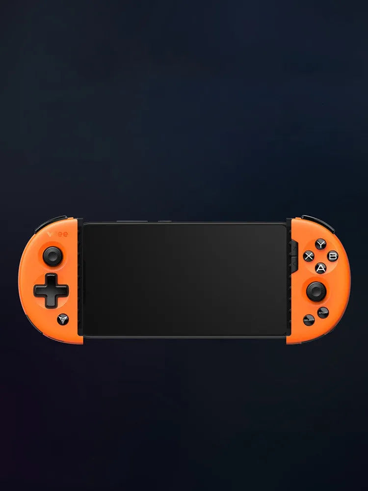 Feizhi Wee2T midnight blue mobile game controller with stretch handle holding a phone.