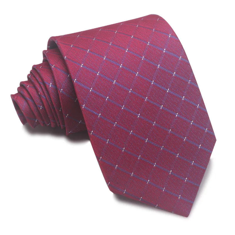 8cm wide striped polyester jacquard tie in business colours