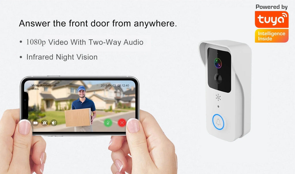 Waterproof smart home visual doorbell with HD video capability and remote app access