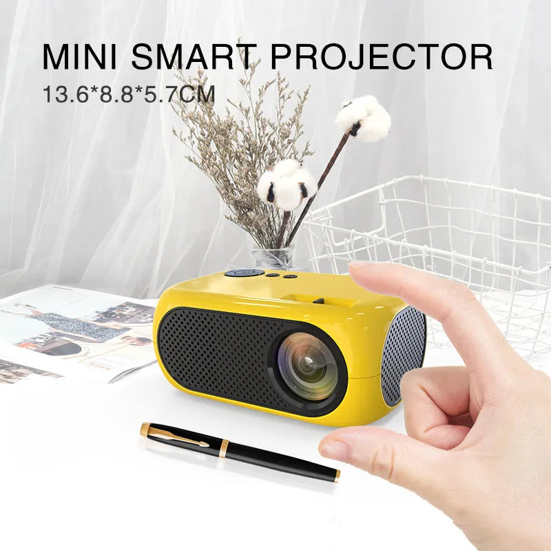M24 micro mini portable LED projector in gold or white colour with 1080p compatibility