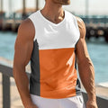 Men's contrast color sports vest in blue yellow and orange for summer running and fitness