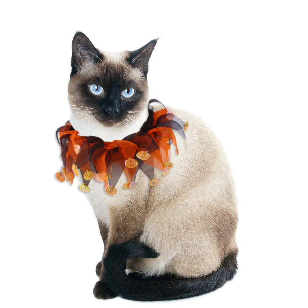 Tie-dye dog collar with Christmas and Halloween patterns in adjustable one-size cloth design