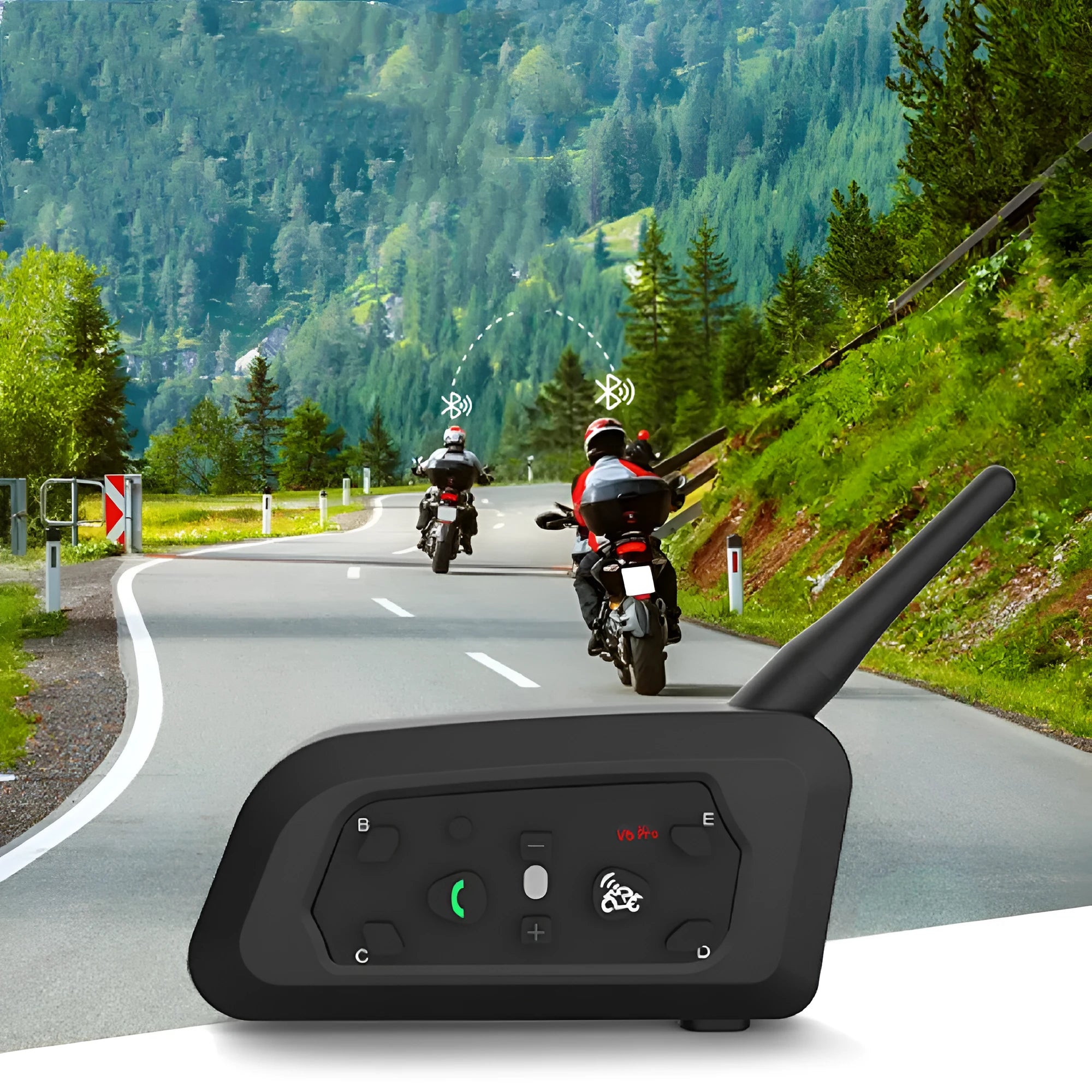 V6 Pro motorcycle helmet Bluetooth intercom unit with headphone and mounting accessories.