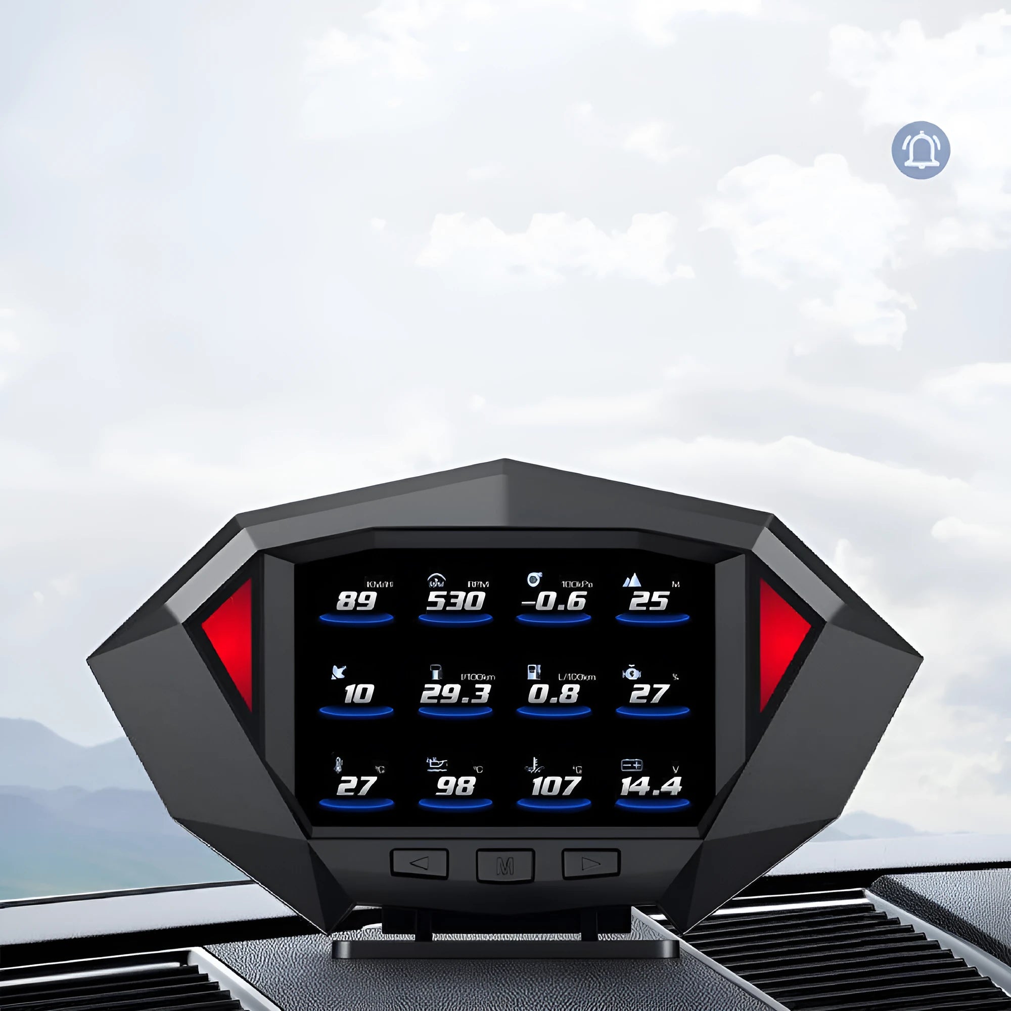 Black vehicle HUD head-up display unit with LCD screen and OBD cable for dashboard installation