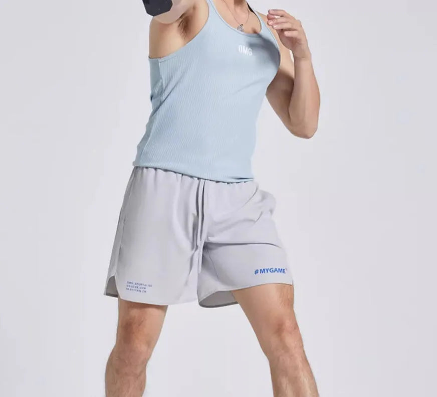 Men's training fitness shorts in midnight blue with moisture-absorbing fabric and four-point stretch construction