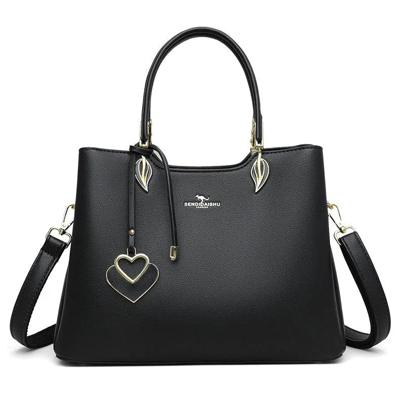 Women's PU shoulder messenger bag with multi-layer compartments in various colour options
