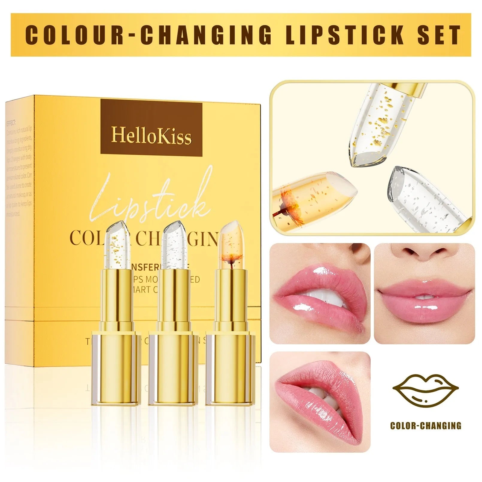 Anti-smudge gilding warm colour-changing lipstick in 3.5g single stick packaging