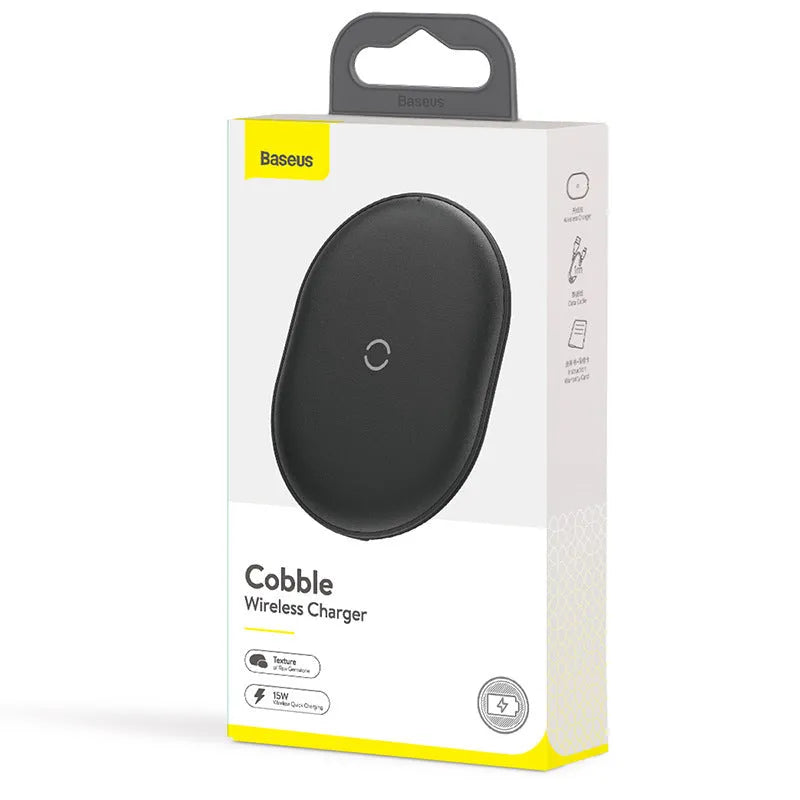 Baseus wireless charging pad showing black colour option with Type-C port and textured surface