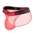 Men's transparent ice silk underwear briefs with large V gradient high cut design in black colour