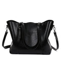 Retro-style women's messenger bag in PU leather, shown in a choice of colours with large main compartment.