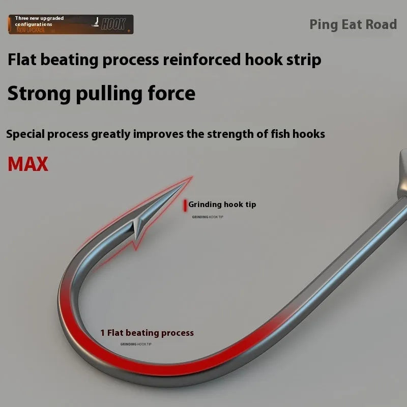 Enhanced jig hook fishing set with 50 pieces and four-times strengthened construction in primary colour.
