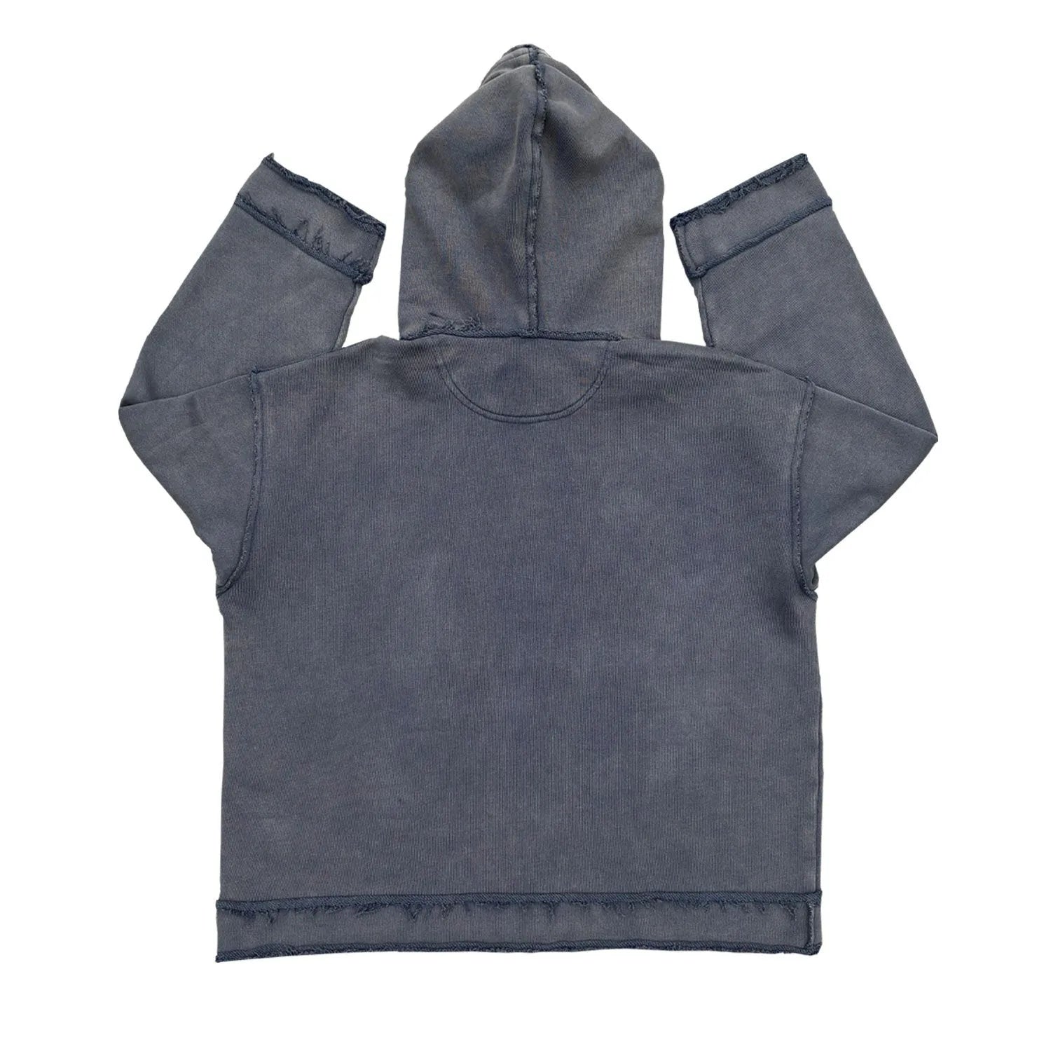 Reverse dark blue hooded sweatshirt with The Sun Also Rises back print in Asian sizing
