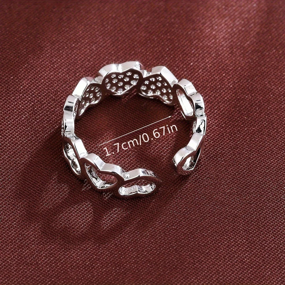 Adjustable opening copper couple ring with geometric heart design in gold and silver colour options