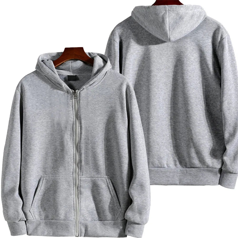 Men's loose fit sports zipper jacket in polyester-spandex fabric with zipper front