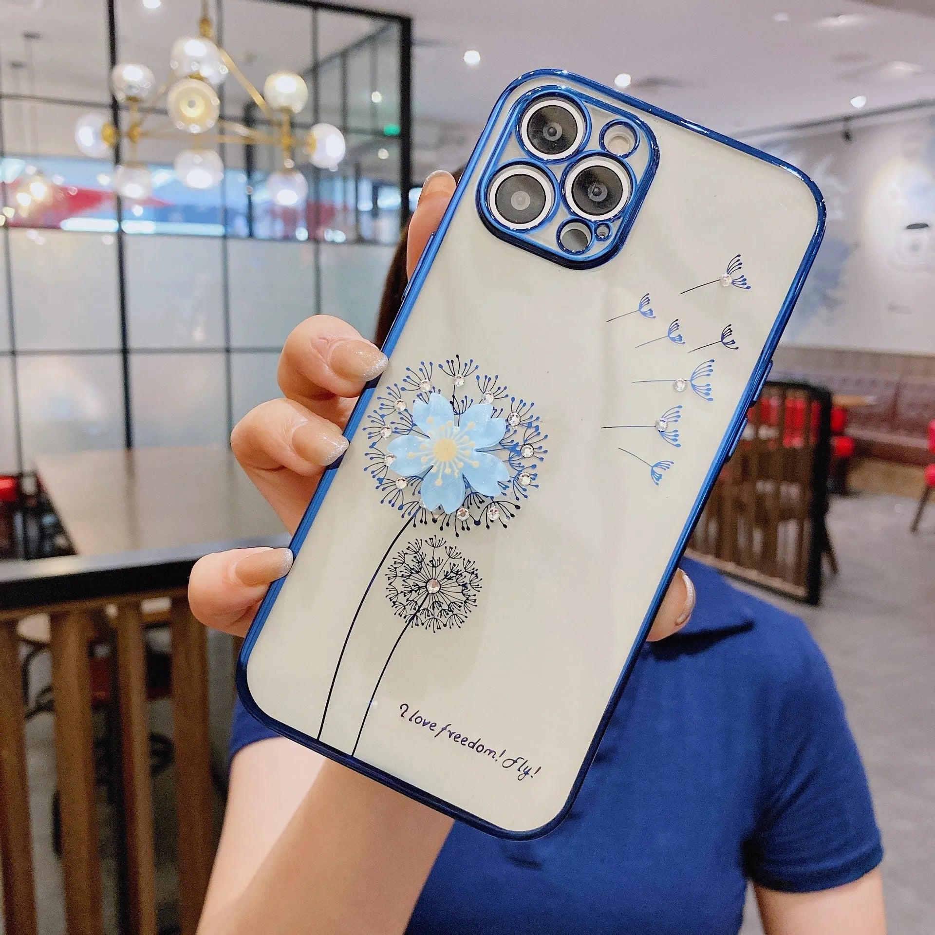 Green 3D flower design iPhone case with built-in spin stand holder and screen protector