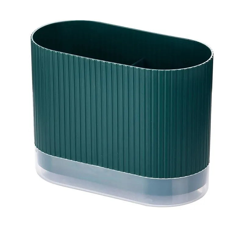 Plastic wall mounted chopstick basket with drainage tube design in beige colour