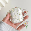 White floral transparent TPU protective cover for Apple AirPods charging case