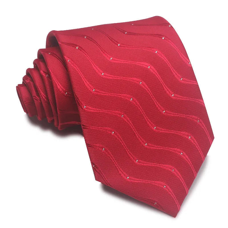 8cm wide striped polyester jacquard tie in business colours