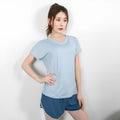 Women's short sleeve sports T-shirt in polyester for spring and autumn fitness activities
