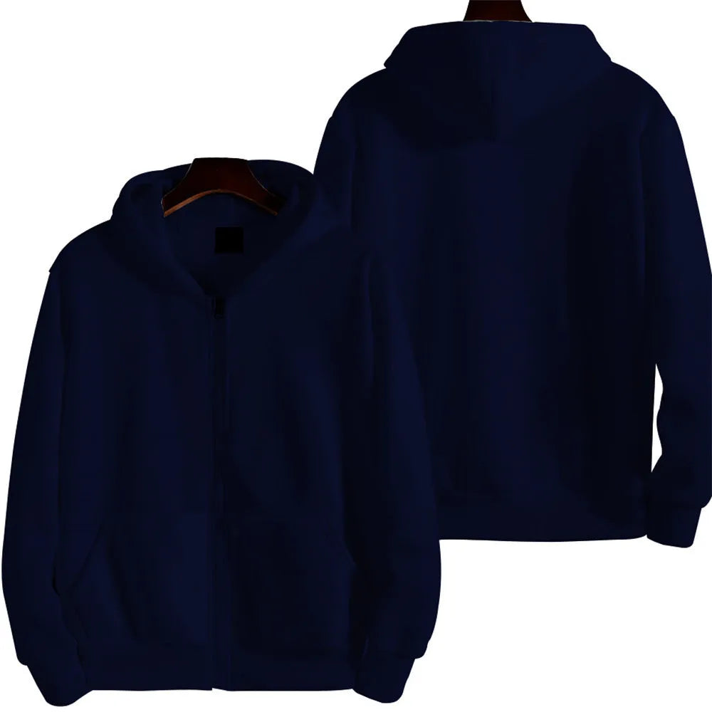 Men's loose fit sports zipper jacket in polyester-spandex fabric with zipper front