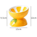 Ceramic raised cat bowl with elevated platform and tilted wide dish design