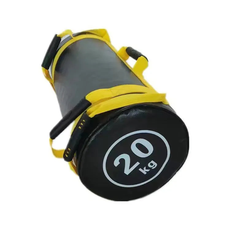 White PVC fitness training sandbag for gym strength conditioning with weight options from 5kg to 30kg